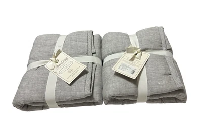 Nuevas fundas de almohada estándar acolchadas Southern Living Heirloom 2 grises 100 % lino Foto 1 de 4