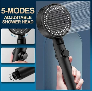 Handbrause mit 150cm Schlauch Duschkopf Duschbrause 5 Funktionen Wasserspar Set - Bild 1 von 14