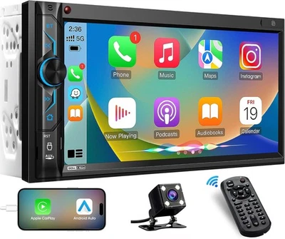 ✅ 7" In-Dash Digital Media CarPlay Stereo - Double Din Android Auto Car Radio ✅ - Image 1 of 4