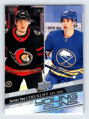 2020-21 UD Series 2 Tim Stutzle Dylan Cozens Young Guns  Checklist #500 Ottawa - Image 1 of 2
