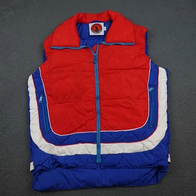 Vintage White Stag Mountain Goat Vest Mens Large Red Blue Puffer Ski Zip 80s - Image 1 of 4