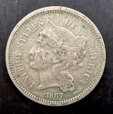 1867 Philadelphia Mint Three Cent Coin VF - 24204 - Image 1 of 2