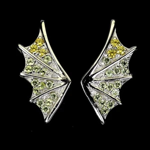 925 Sterling Silver Earrings Round Peridot Sapphire Natural Gemstone Jewelry - Picture 1 of 13