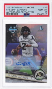 PSA 10 2023 Bowman Chrome U #16 SHEDEUR SANDERS rifrattore automatico /499 Rookie RC - Foto 1 di 2