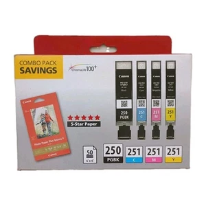 Canon CLI-251 Magenta Cyan Yellow PGI-250 Black Box Set of 4 Ink Cartridges - Afbeelding 1 van 3