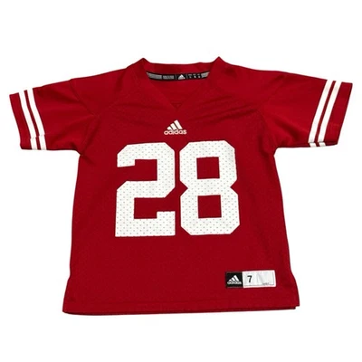 Adidas Wisconsin Badgers NCAA Football Red White Jersey Kids Youth Size 7 - Image 1 of 4