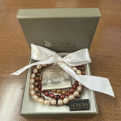 Juego de pulsera elástica Honora FreshWater Pearls 4 piezas*Nuevo- Multicolor Foto 1 de 3