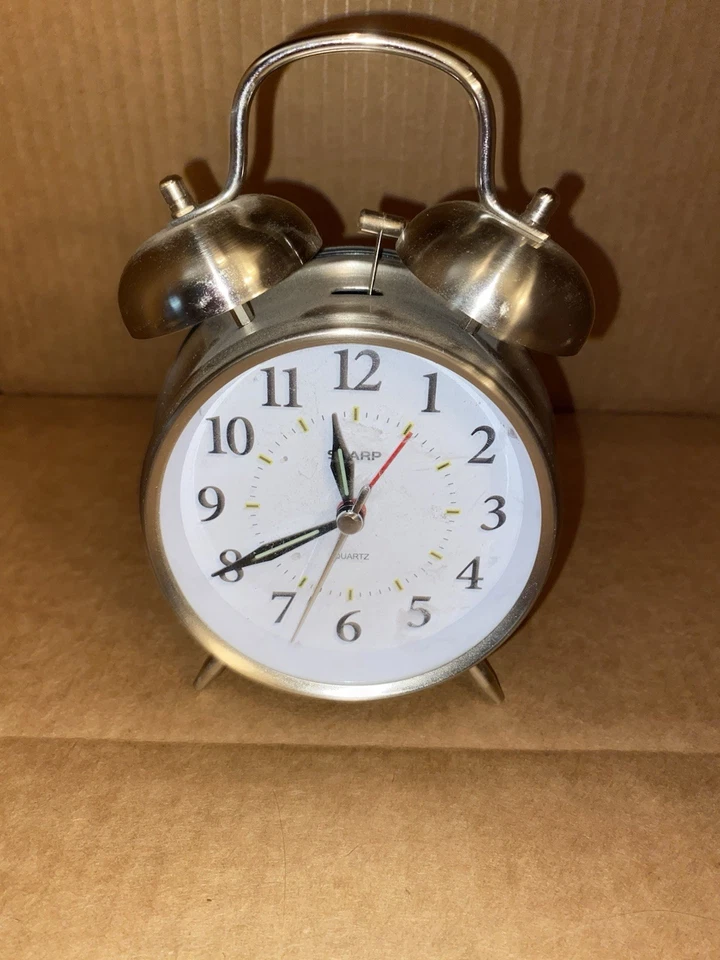 Sharp Stainless Steel Quartz Twin Bell Alarm Clock - Image 1 of 2
