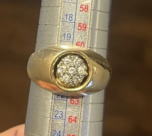 14K Solid Yellow Gold HEAVY Men’s Diamond Ring Size 9.25 8 Grams! - Picture 1 of 18