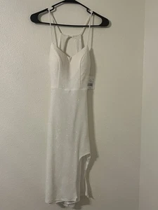 davids bridal dress size 1 v neck glitter knot with slit - Picture 1 of 8