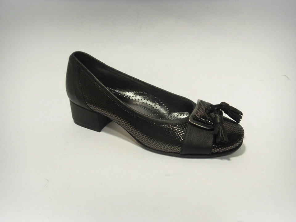 Morbida e Comoda 409 nero decollettè donna tacco 30 pelle stampata pitone calzat - Immagine 1 di 1