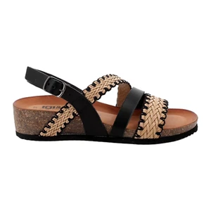 Sandali scarpe aperte Igi&Co con zeppa in pelle da donna nero-beige 7698500 - Imagen 1 de 3