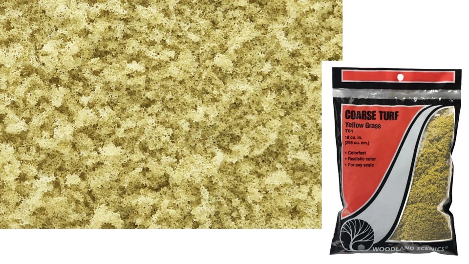 T61 Sachet Poudre jaune paille Décors Train Coarse Turf Woodland Scenics - Photo 1/1