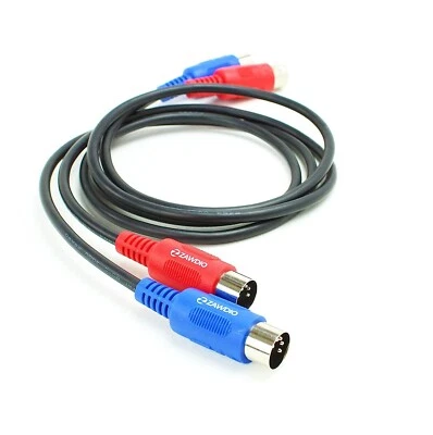 ZAWDIO- Set of 2 MIDI Patch 5-Pin DIN Male-to-Male 36" Extension Cables