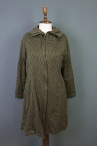 GUDRUN SJODEN Green Printed Windbreaker Parka Coat Jacket Size S - Picture 1 of 18