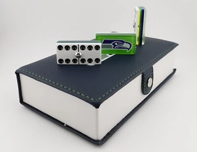 Seattle Seahawks Professional Dominoes Set in Faux Leather Box. - Image 1 of 4