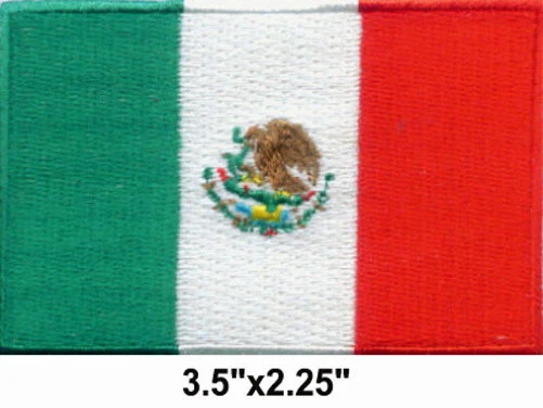 50 Pcs Mexico Flag Embroidered Patches 3.5"x2.25" iron-on - Image 1 of 1