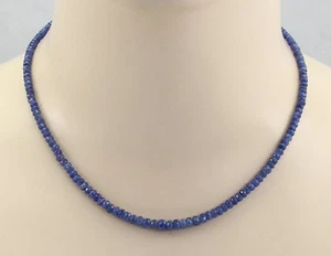 Saphir Edelstein-Kette blau facettiert in 44,5 cm Länge mit Silber Schließe - Imagen 1 de 2