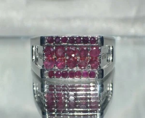 Heizbar Rubin Edelstein Mit 925 Sterlingsilber Ring für Herren #3506 - Bild 1 von 8