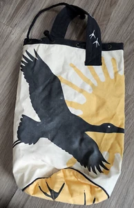 Vtg Crane Sun Tote Shoulder Bag White Yellow Outdoors Canvas Sling Bird - Picture 1 of 4