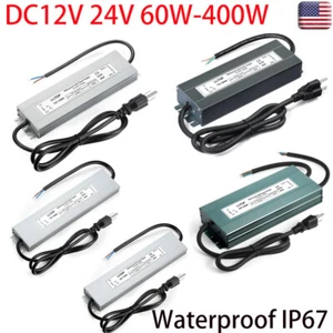 DC 12V 24V IP67 Power Supply LED Driver Ultra Thin Transformer Adapter Outdoor - Picture 1 of 21