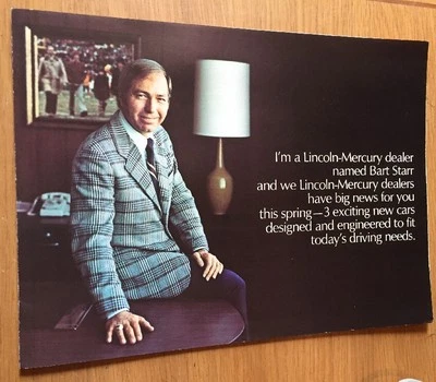 1975 Lincoln-Mercury Dealer Showroom Brochure, Bart Starr, Green Bay Packers (B110) - Imagem 1 de 4