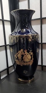Limoges Porcelain Vase 24k Cobalt Blue HandMade France 11.5” Tall - Picture 1 of 12