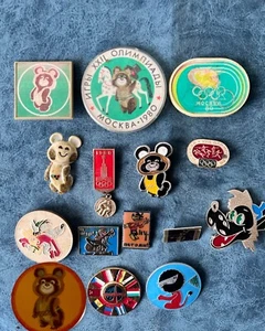 Vintage Soviet Pins-1980 Olympics,Nu Pogodi,Misha the Bear,Intercosmos,Lot of 15 - Picture 1 of 14
