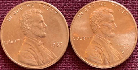 1983 P/D  Uncirculated BU Red Lincoln Memorial Cents -Lot Of Two Cover