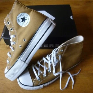 Converse Chuck Taylor All Star Lift Hi Top Trainers Tan White UK 7.5 EUR 41 NEW - Picture 1 of 11