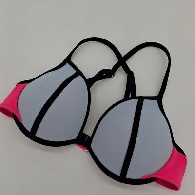 Victoria's Secret Bikini Top Womens 32C The Fabulous Colorblock Underwire Gray - Image 1 of 4
