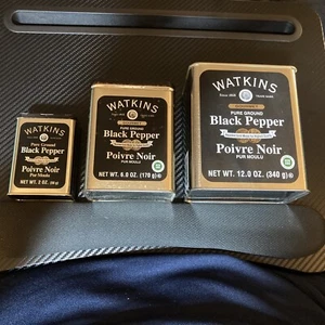 VINTAGE WATKINS PURE GROUND PEPPER TINS 2, 6, and 12 OZ VGC FREE SHIPPING to You - Picture 1 of 24