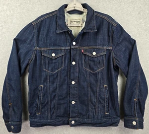 Levis Outerknown Denim Jacket Mens Large Dark Navy Blanket Lined Utility Trucker - Picture 1 of 16