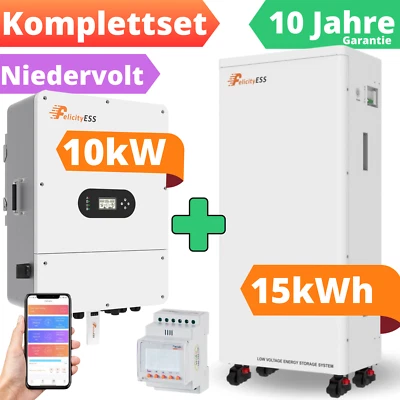 FELICITY SOLAR Solaranlage Komplettpaket mit Speicher 15kWh Wechselrichter 10kW Set PV Felicity