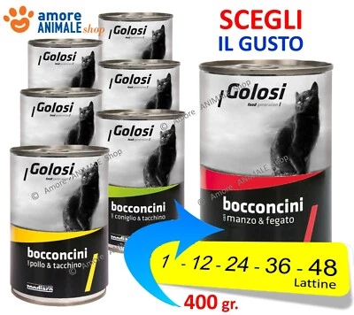 ZOODIACO GOLOSI Cat Bocconcini, Lattine 400 gr → GUSTI Vari - Umido Gatto, Cibo Per Gatti