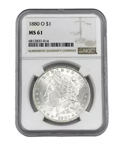 1880-O $1 MORGAN DOLLAR 90% SILVER US COLLECTIBLE COIN NGC CERTIFIED MS 61 - Picture 1 of 4