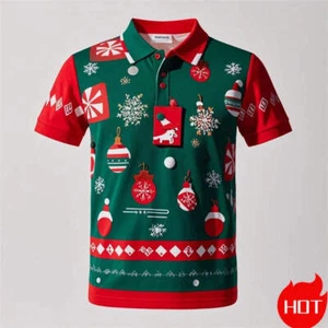Christmas Printing Polo Shirt For Men - Picture 1 of 42