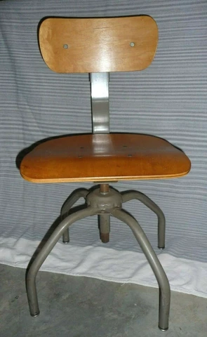 Vintage Bevco Industrial Bent Plywood Maple & Steel Adjustable Lab Swivel Chair Cover