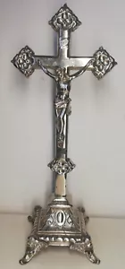 Rare Antique Crucifix Zinc Lead Early 20th Century H 40,5 CM France, Deco - Picture 1 of 7