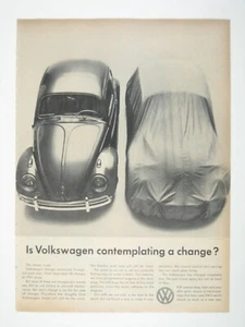 Vintage Volkswagen Beetle Print Ad 1950s Auto VW Car Contemplating a Change - Picture 1 of 2