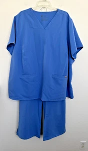 FIGS Scrub Set Kade Cargo Scrub Bottom Casma Top Ceil Blue Medical Women 6X NEW - Picture 1 of 14