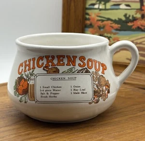 Vintage Chicken Soup Recipe Bowl Mug - Get Well Soon Gift - Picture 1 of 11