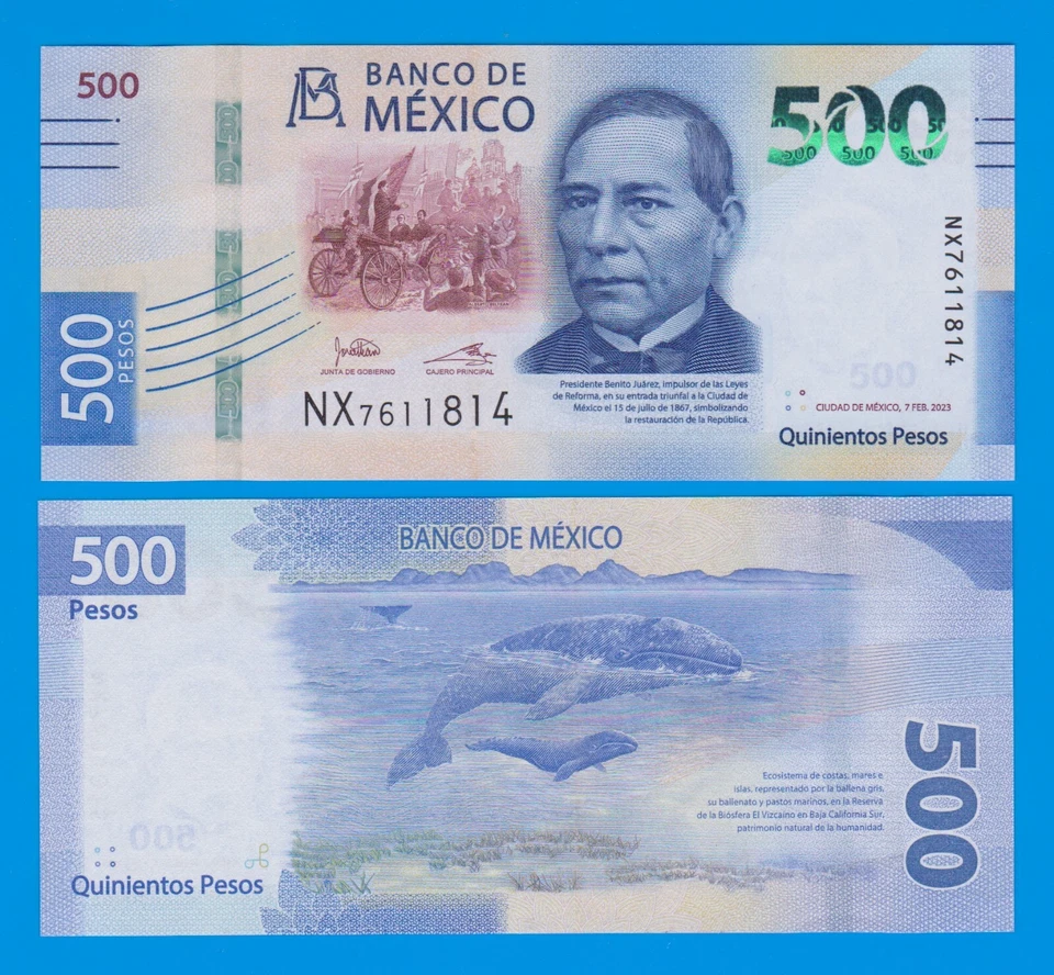 Mexico 500 Pesos P 133g New date 2023 UNC "NX" Prefix ( P 133 g ) - image 1 of 1