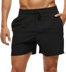Men's Stretch Swim Trunks Quick Dry Beach Shorts with Zipper Pockets and Mesh... - Picture 1 of 7