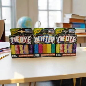 Crayola Sidewalk Chalk Lot- 3 Boxes: (1) GLITTER & (2) TIE DYE -NEW - Washable - Picture 1 of 7