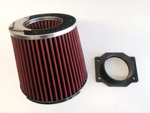 RED Air Intake Filter + MAF Sensor Adapter For 2000-04 Nissan Xterra 3.3L V6 - Picture 1 of 1