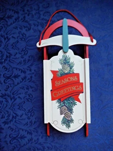VTG HOLIDAY CHRISTMAS REVERSIBLE WOODEN SLED & KNICK-KNACK SHELF - Picture 1 of 4