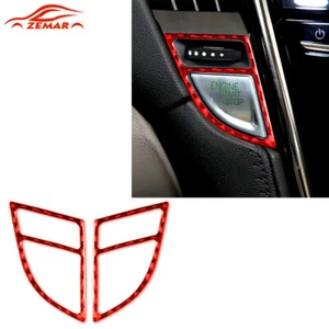 Cubierta de botón de parada de arranque del motor de fibra de carbono rojo para Cadillac ATS 2013-2019 - Imagen 1 de 8