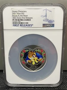 2021 Niue Disney Beauty & the Beast 30th Anniversary $2 NGC PF 70 First Releases - Picture 1 of 9