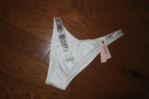 XS VICTORIA'S SECRET Swim suit BOTTOMS Swimwear BRAZILIAN THONG LOGO SHINY STRAP - Picture 1 of 5